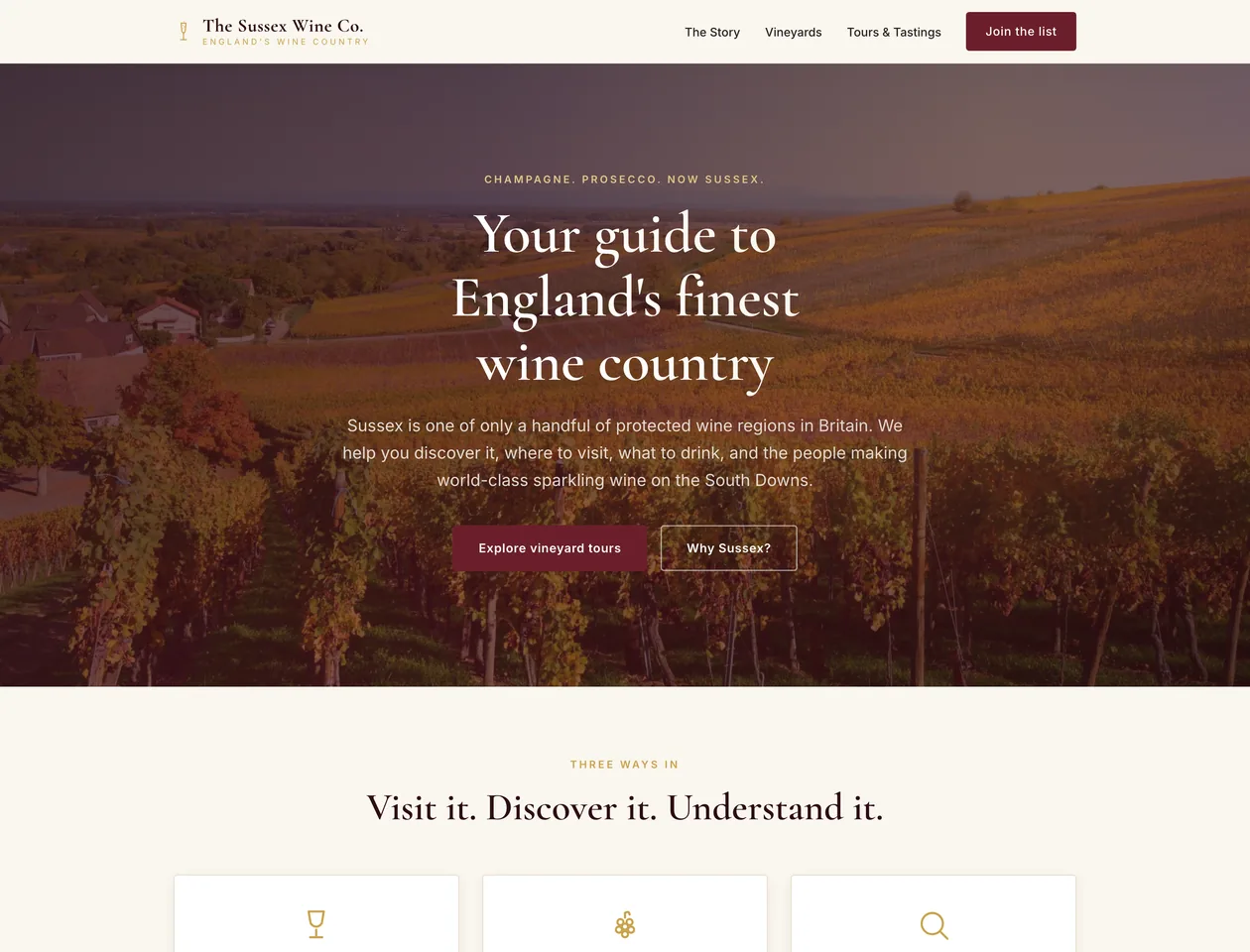 The Sussex Wine Company website, a recent Fraher Digital build